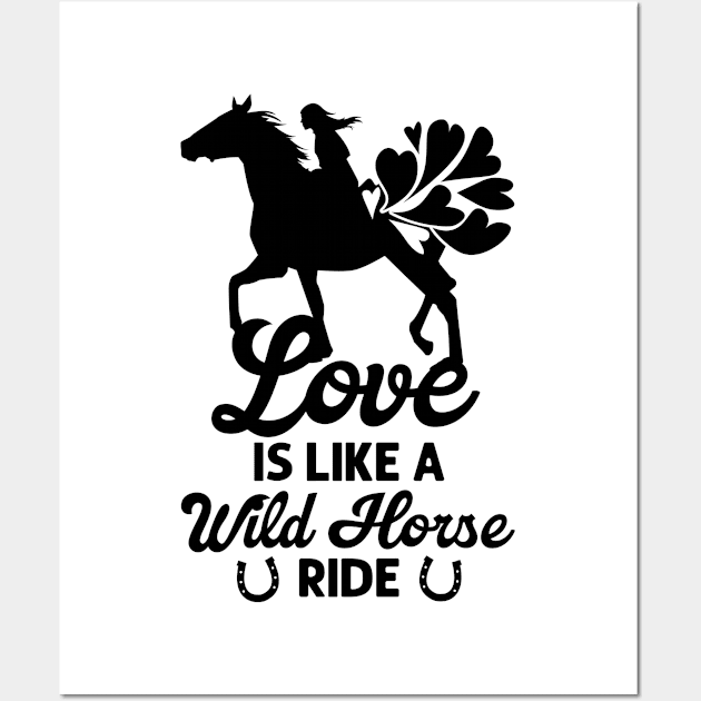 Valentine's Day Horse Riding Love Horse Silhouette Wall Art by Tom´s TeeStore